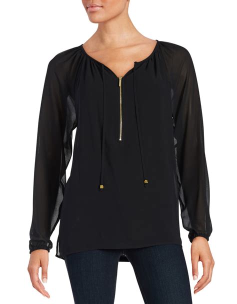 michael kors black half zip front|Michael Kors Womens Half Zip MK Logo Black/Gold Fashion .